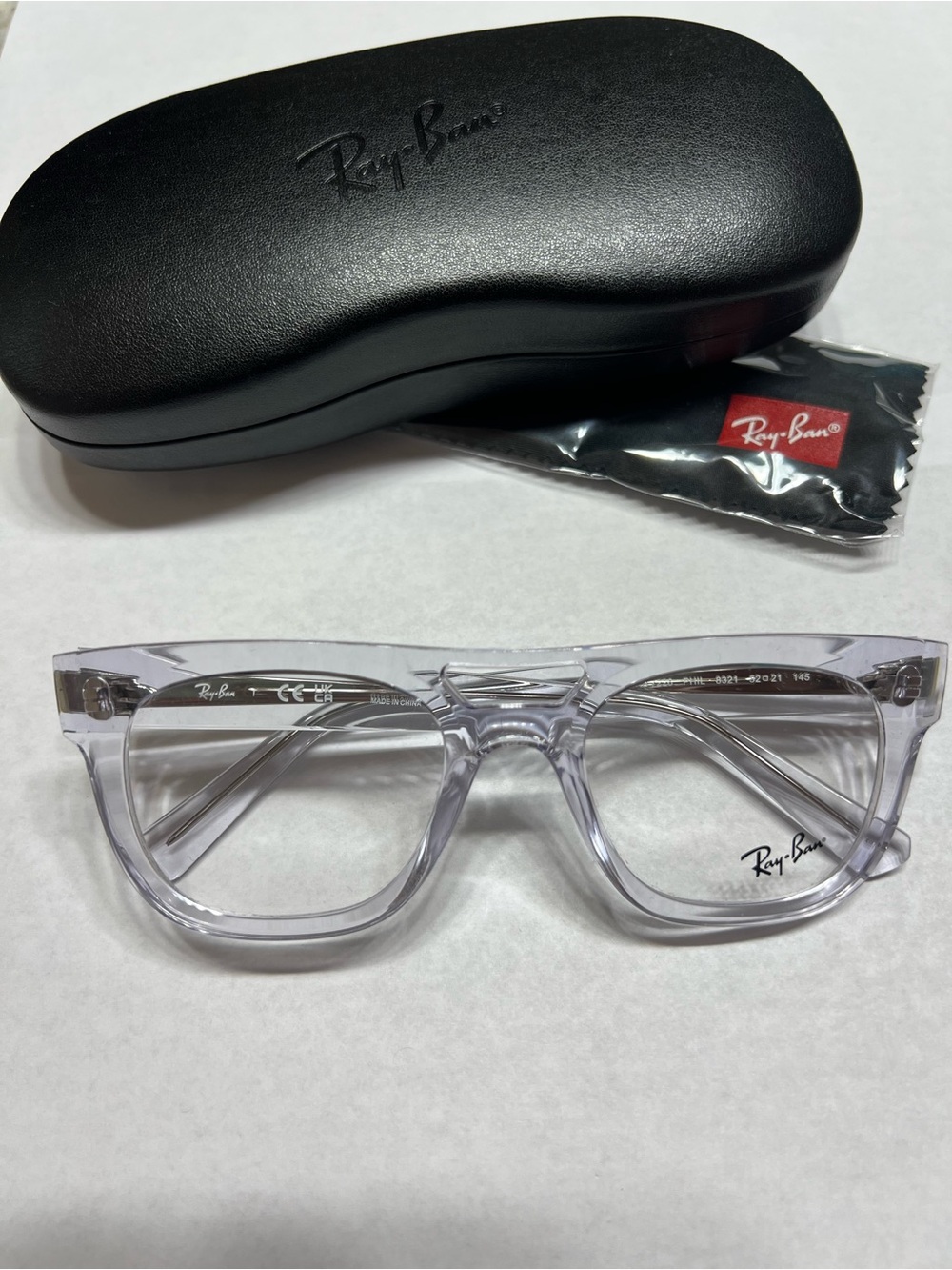 Ray-Ban 7226 Phil Clear Crystal Frame Eyeglasses with Black Case - Picture 1 of 5